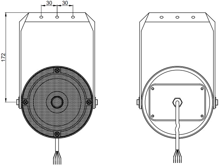 Габаритные размеры звукового прожектора AUDAC SP20